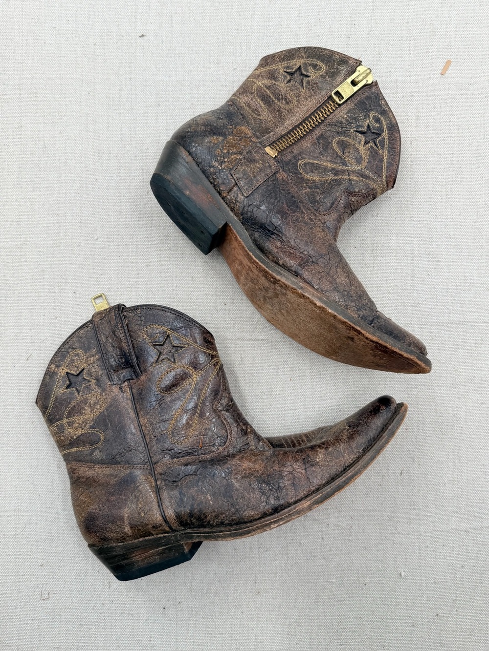 Steve Madden Metallic Brown Leather Ankle Boots